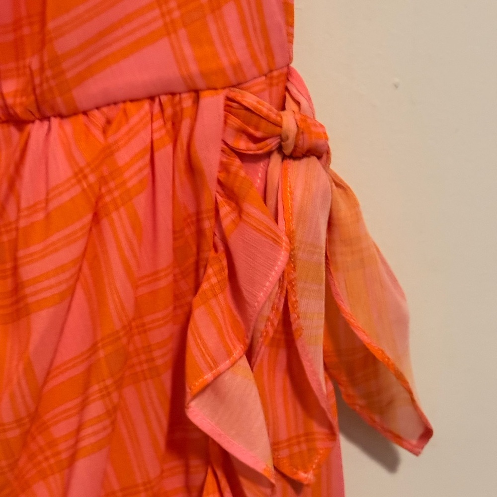LIKELY Havana Plaid Mini Dress in pink and orange. - Picture 5 of 8